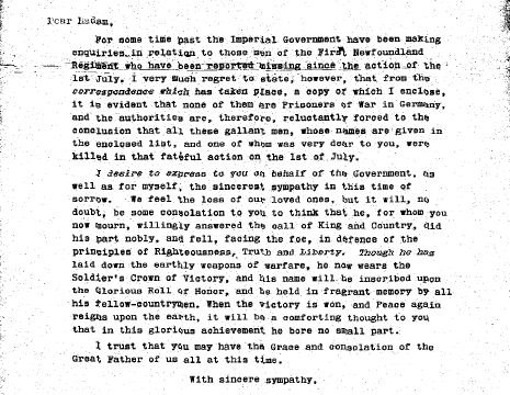 LETTER - SOLDIER KILLED