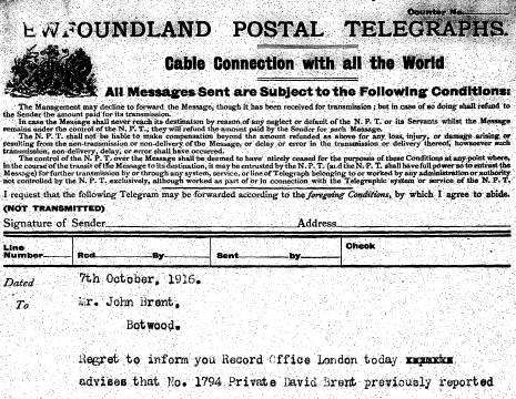 TELEGRAM - SOLDIER KILLED